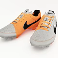 Orange And White Soccer Cleats With Black Logo And Multiple Angles View 3d model