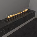 Modern Black Marble Built in Fireplace With Realistic Flame Effect And Cabinets 3d model