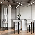 Modern Bar Counter Home Furnishing Bar Counter Bar Stool Bar Stool Bar Table Inverted Plant Vase Ornaments Chandelier 3d model