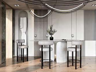 Modern Bar Counter Home Furnishing Bar Counter Bar Stool Bar Stool Bar Table Inverted Plant Vase Ornaments Chandelier 3d model