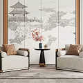 New Chinese Style Casual Sofa Combination Single Sofa 3d model