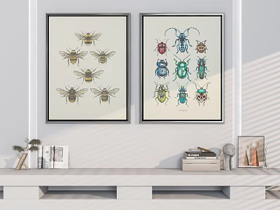 Modern Animal Painting Home Decorative Painting Mei Chen Pendant 3d model