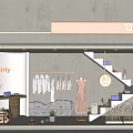 Ochirly Shop Window Display With Hanging Clothes Mannequins Stairs And Reeds