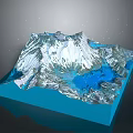 Scenic Mountain Landscape With Snowy Peaks And Blue Lakes On Textured Surface