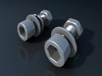 High Quality Silver Metal Hardware Tools Including Bolts Nuts And Washers 3d model