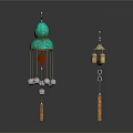 Household Decorative Wind Chimes With Green Top Diamond Pendant And Metal Bells