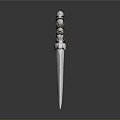 Decorative Dagger Weapon with Silver Blade and Intricate Carved Hilt Design