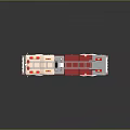 Red Fire Truck With Extended Ladder And Green Windows On Reflective Surface