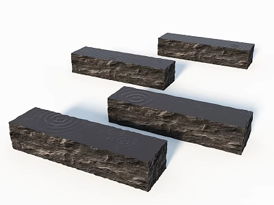 Stone Public Chairs With Textured Surface And Ripple Patterns For Outdoor Areas 3d model