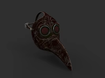 Medieval Plague Doctor Hat with Long Beak and Red Lens Goggles 3d model