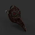 Medieval Plague Doctor Hat with Long Beak and Red Lens Goggles