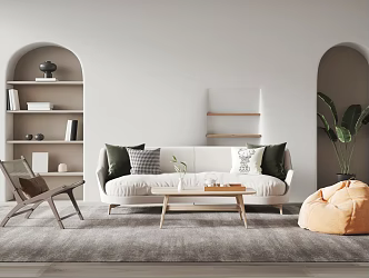 Nordic Sofa Coffee Table Combination 3d model
