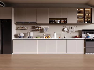 Modern Kitchen Interior Design With Sleek Cabinets Island Counter And Appliances 3d model