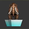 Woolly Mammoth Standing On Ice Block With Blue Glowing Light Effect Below