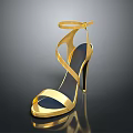 Elegant Golden Strappy High Heels With Stiletto Heel On Black Background