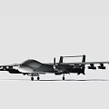 Gray Fighter Jet With Long Wingspan And Weapon Mounts On White Background