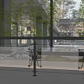 Modern Glass Panel Metal Frame Fence Design For Outdoor Garden With Plants And Stones