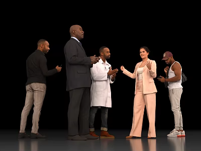 Diverse Group of People Interacting With Formal And Casual Attire And Hand Gestures 3d model
