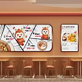 Bright Red Themed Casual Restaurant With Cozy Wooden Dining Seats Creates Comfortable Pleasant Warm Ambiance