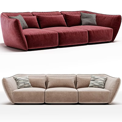 Stylish Three Seater Sofas With Decorative Cushions 3d model