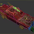 Rusty Red Military Vehicle With Mounted Machine Gun And Spiked Front Design