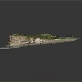 Realistic 3D Terrain Model With Curved Road Grassland Rocky Areas And Coastline