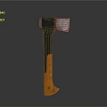 Black Axe Head With Orange Handle As Professional Cutting Tool Equipment