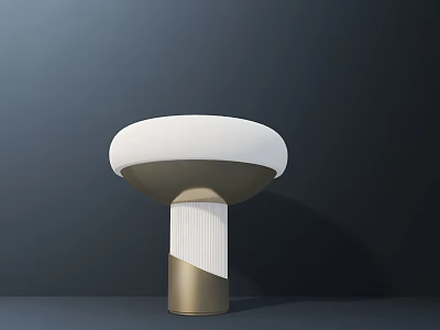 Modern Minimalist Table Lamp With White Lampshade And Striped Gold White Base 3d model