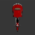 Shiny Red Motorcycle With Enclosed Sidecar Beige Seats And Chrome Accents
