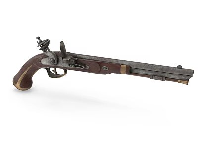 Antique Pistol With Wooden Grip And Metal Components Vintage Firearm Design 3d model
