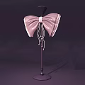 Delicate Decorative Ornament Set With Pink Bowknot Design Black Stand And Tassel Details