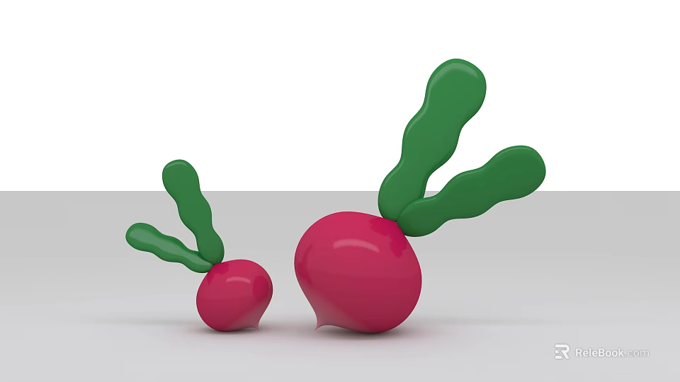 Inflatable Radish Models with Red Bodies and Green Leaves in Two Sizes 3d model 