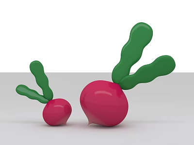 Inflatable Radish Models with Red Bodies and Green Leaves in Two Sizes 3d model