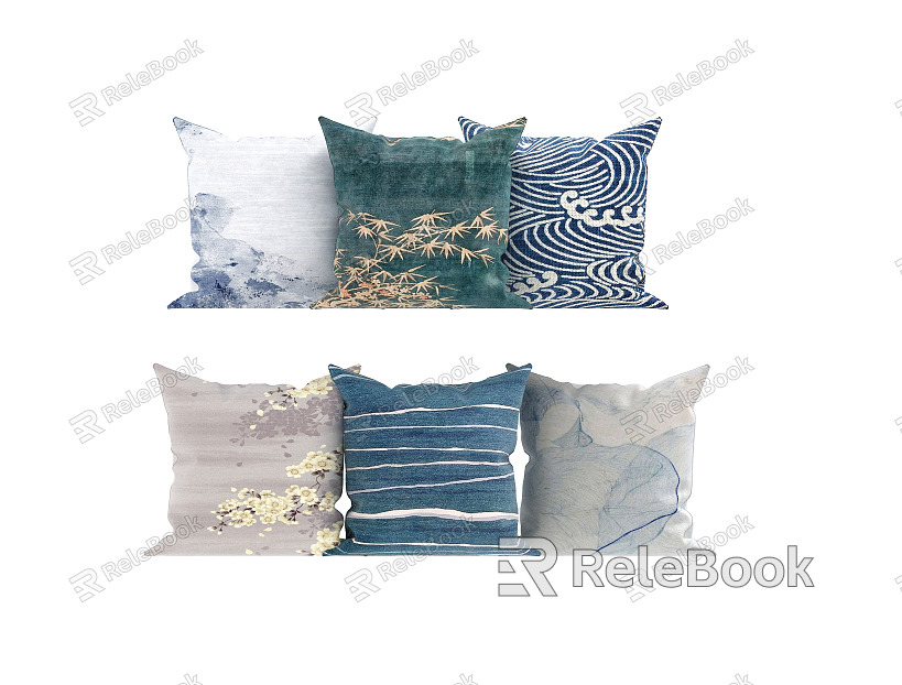 New Chinese style pillow landscape ink literati temperament pillow combination model