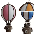 Colorful Hot Air Balloon Play Equipment Featuring Pink White Orange Blue Sections And Rope Accents