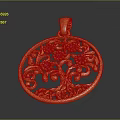 Yellow Gold Tree of Life Pendant with Purple Gemstones and Round Filigree Design