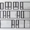 Various Window Frame Designs Featuring Different Sizes And Glass Panels 3d model