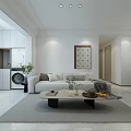 Modern Minimalist Living And Dining Room Interior Design With Sofa Coffee Table And Dining Chairs