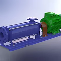 Green And Blue Industrial Pumps With Electric Motors On Horizontal Base Plates