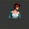 Stylish Pink And Black Headphones Worn By Young Woman With Red Hair