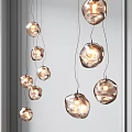Modern Transparent Glass Pendant Lights With Irregular Balls And Illuminated Hanging Design