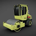Yellow Heavy Duty Road Roller With Single Drum Cab And Safety Sign
