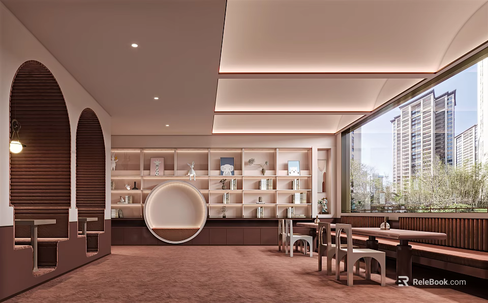 Book Art Display With Art Books On Shelves In Modern Interior Space 3d model 