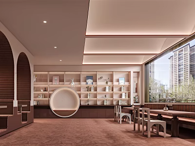 Book Art Display With Art Books On Shelves In Modern Interior Space 3d model