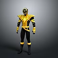 Black And Yellow Armored Superhero Character With Costume Design And Helmet