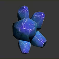 Vibrant Colorful Blue Purple Crystal With Glowing Reflection On Black Background