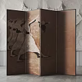 Folding Screen With Dancing Figures Design Brown Tones In Modern Interior Decor 3d model