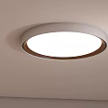 Sleek Round Ceiling Light With White Luminous Surface And Brown Trim