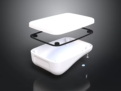 Sleek White Electronic Device With Two Layer Design And Black Support Frame 3d model