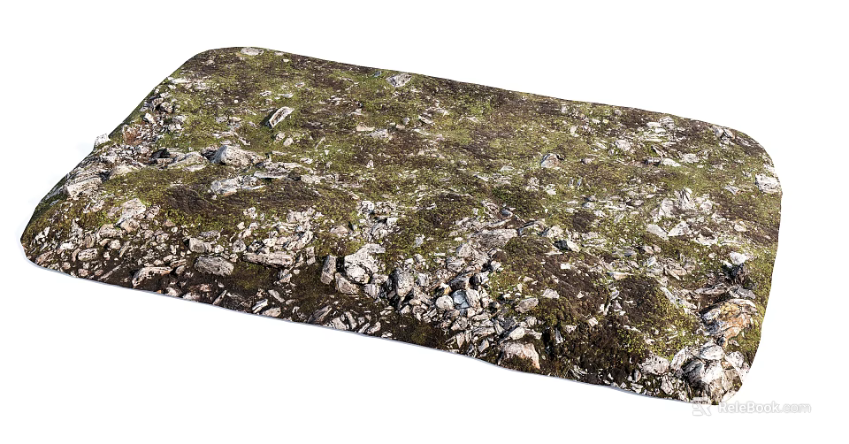Rustic Stone Wood Decorative Mat With Natural Mossy Surface Texture 3d model